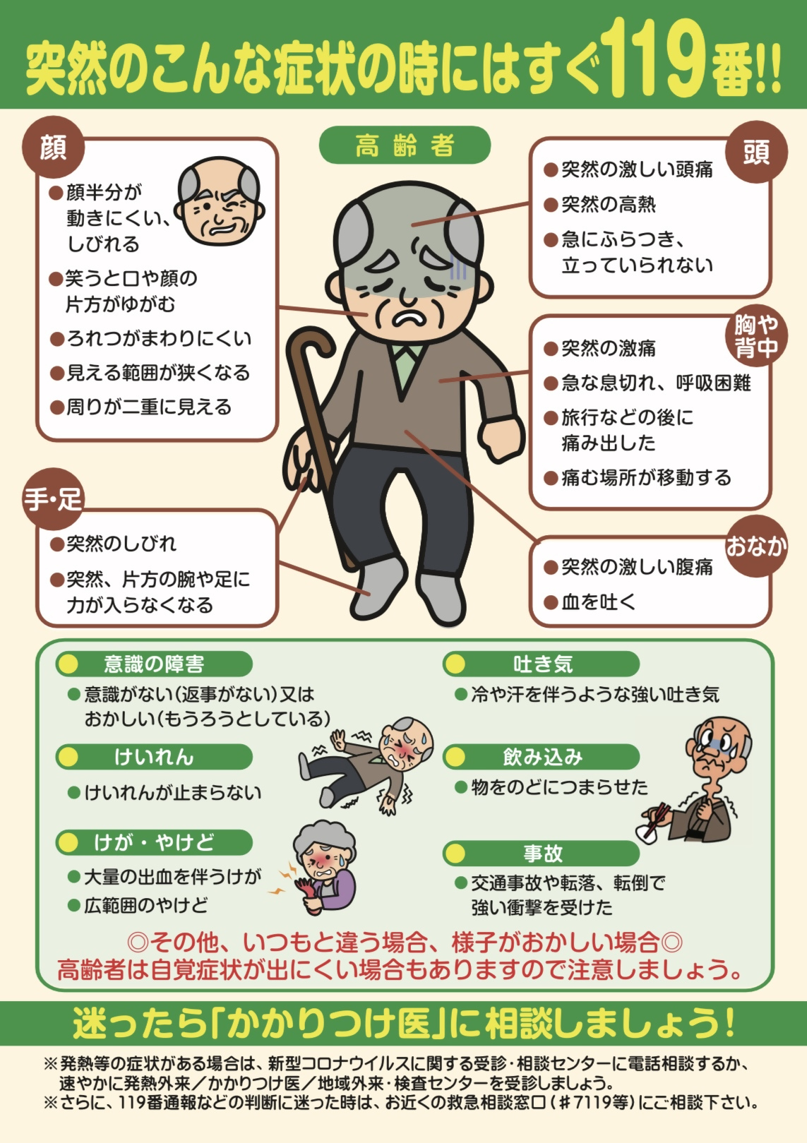 総務省消防庁「救急車利用リーフレット」（高齢者版）